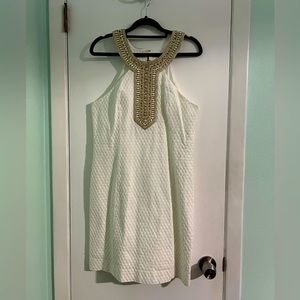 Lilly Pulitzer gold beaded white dress